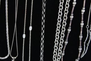 10 x Vintage.  925 Sterling Silver CHAIN NECKLACES inc.  Choker,  Collar (212g) 7