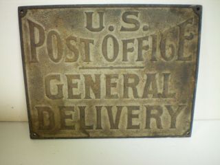 Antique Cast Iron Sadler Us Post Office General Delivery Sign 1900 Rural Store