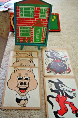 Vintage Magicians Trick " Three Little Pigs Brick House " And The Wolf