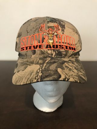 Vintage Stone Cold Steve Austin Camo Hat Snapback Cap Wwe Wwf Camouflage