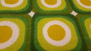 Awesome RARE Vintage Mid Century retro 70s green terry cloth geometric fabric 3