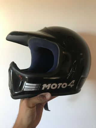 Bell Moto 4 Helmet Snell 1984 Sticker Vtg Black Visor 7 1/8 Star Magnum Rare
