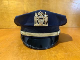 Vintage Cravenette Nypd Police Uniform Cap Made By Tanan Uniform Cap Co.  60s?