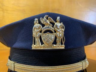 Vintage Cravenette NYPD Police Uniform Cap made by Tanan Uniform Cap Co.  60s? 2