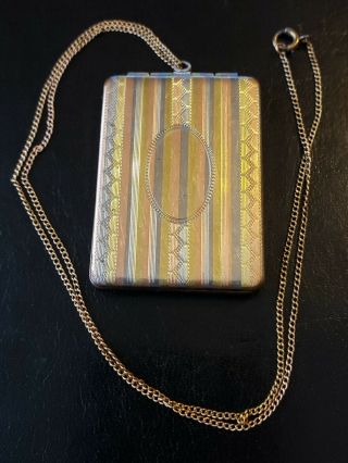 Large Antique Victorian Art Deco Multi Colored Gold Filled Stripe Locket Fm Co