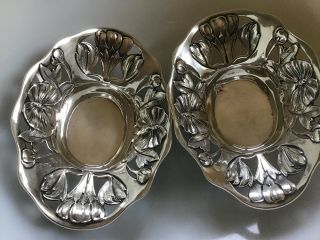 Set 2 Gorham Sterling Silver Bon Nut Dishes Cup Floral Mid - Century No Mono Retic