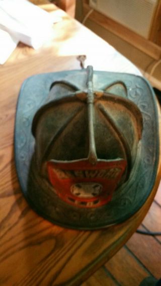 Vintage Cairns Leather Fire Helmet W Ellsworth Maine Front Piece