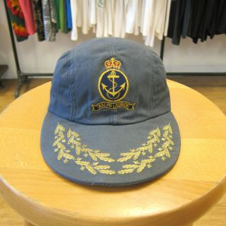 Rare Vtg 80s Ralph Lauren Nautical Long Brim Hat Og Cap 90s Stadium Sailing 1992