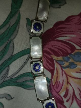 Vintage David Anderson Norway Sterling Silver Enamel Guilloche Bracelet