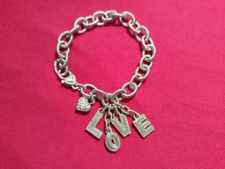 Judith Ripka Sterling Silver 925 Love Charms And Heart Cz 