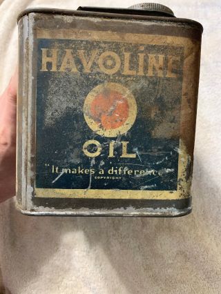 Vintage Early Rare Antique Havoline Indian Refining One Gallon Oil Can York 3