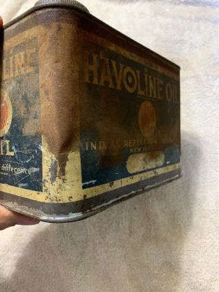 Vintage Early Rare Antique Havoline Indian Refining One Gallon Oil Can York 4