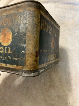 Vintage Early Rare Antique Havoline Indian Refining One Gallon Oil Can York 7