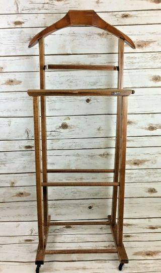 Mid Century Italian Valet Stand By " Reguitti " Modernist Double Wood 1950 