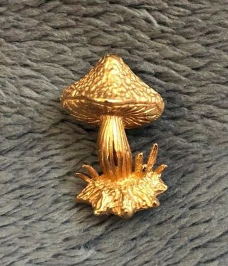 Vintage B.  A.  B.  14k Gold Mushroom Brooch Pin