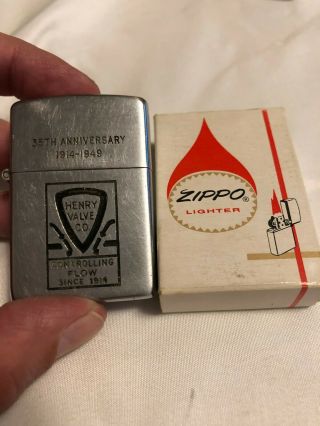 Vintage 1940s Zippo Lighter 2032695 Henry Valve 35th Anniversary 3 Barrel W Box
