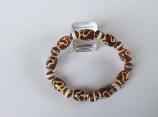 A Rare Vintage Authentic Tibetan Agate ‘buddhi Tree Ritual Dzi Bead’ Bracelet.