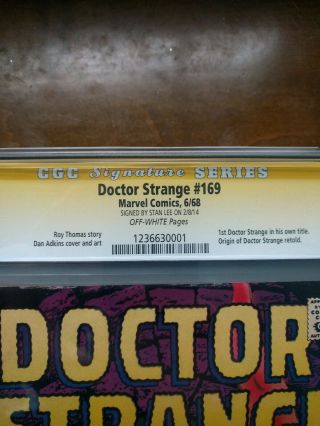Doctor Strange 169,  CGC SS 7.  5,  SIGNED BY STAN LEE,  HUGE KEY 1ST ISSUE,  RARE 2