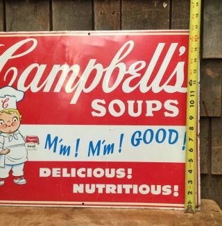 Vintage CAMPBELL’S Soups Advertising Metal Sign Country Store Display 22”X17” 10