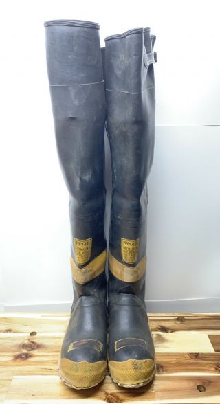 Vintage Ranger Firemaster Fireman Turnout 30 " Rubber Boots Mens Size 11
