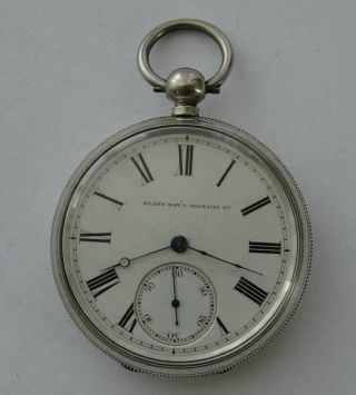 Antique Elgin National Watch Co.  Usa,  English Sterling Silver Pocket Watch C1878