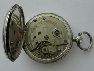 ANTIQUE ELGIN NATIONAL WATCH CO.  USA,  ENGLISH STERLING SILVER POCKET WATCH c1878 8