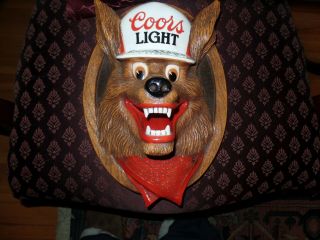 Vintage 15 " Coors Light Beer Wolf 3d Wall Mount Plastic Beer Sign