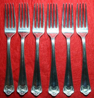 Set Of (6) 1913 Whiting Pompeian Solid Sterling Silver 6.  75 Inch Forks 220 Grams
