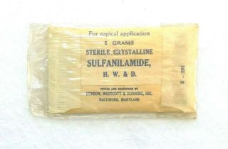 Rare,  Wwii U.  S.  Combat Medic Crystalline Sulfanilamide Packet - Nos