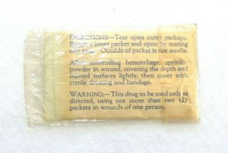 RARE,  WWII U.  S.  Combat Medic Crystalline Sulfanilamide Packet - NOS 2