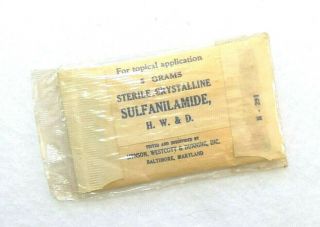 RARE,  WWII U.  S.  Combat Medic Crystalline Sulfanilamide Packet - NOS 3