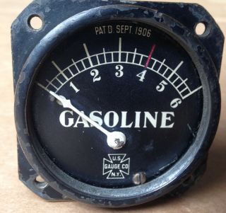 Vintage Gasoline Pressure Gauge - 6 Psi Max - Beveled Glass Lens - Ca 1906