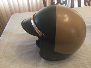 Vtg Bell ? Police Motorcycle Helmet Tan Green Complete California Chp L