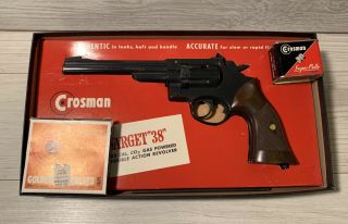Crossman Target 38 Pellet Gun Vintage Double Action Revolver W/ Holster & Papers