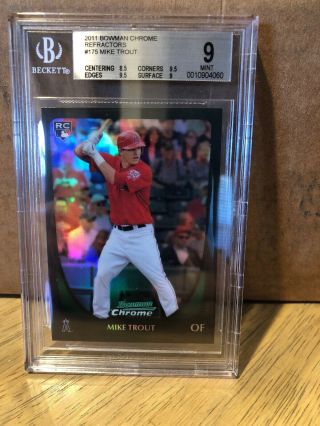 2011 Bowman Chrome Refractor Mike Trout Rookie Rc 175 Bgs 9 Rare Find