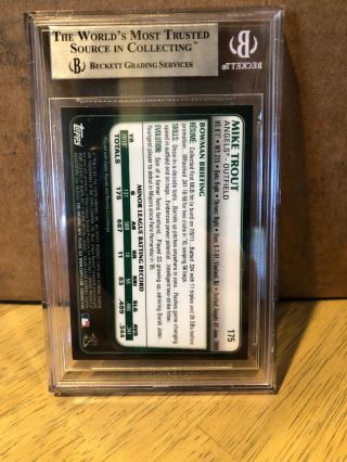 2011 Bowman Chrome Refractor Mike Trout ROOKIE RC 175 BGS 9 Rare Find 2