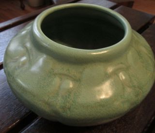 Vintage Haeger Art Pottery Vase Matte Geranium Green 1920s Arts & Crafts 4x6 "