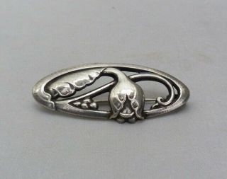 Vintage Modernist Georg Jensen Denmark Sterling Silver 178 Flower Leaves Pin