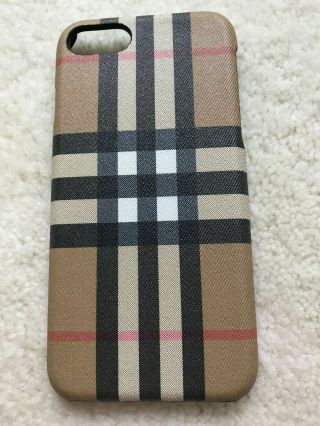Authentic Burberry Vintage Check Black Leather Iphone 8 Case Holder