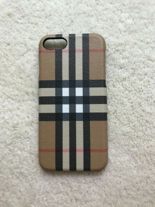 AUTHENTIC BURBERRY VINTAGE CHECK BLACK LEATHER iPHONE 8 CASE HOLDER 3