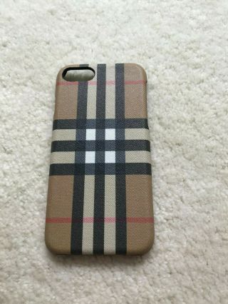 AUTHENTIC BURBERRY VINTAGE CHECK BLACK LEATHER iPHONE 8 CASE HOLDER 7