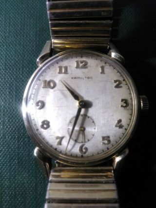 Vintage Hamilton Mens Wind Up Sub Dial Watch Gold Filled