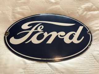 Vintage Ford Motors Porcelain Sign Steel Gas Oil Tough Truck Dealership Parts