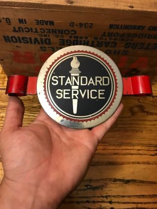 Vintage Standard Service Pump Topper Gas Oil Sign Flame Torch Plate Gas Station