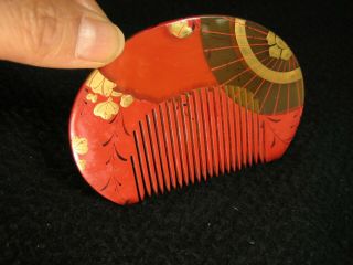 Vintage Japanese C.  1930 Lacquer Celluloid Kanzashi Hair Piece Comb Chrysanthemum