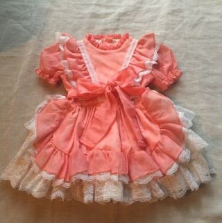 Vintage Pazazz Toddler Girl Formal Lace Dress Lacey Frilly Pink Pageant Medium