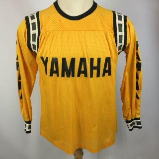 Rare Vintage 60s 70s Team Yamaha Racing Motocross Dirt Bike Jersey T Shirt Ylw