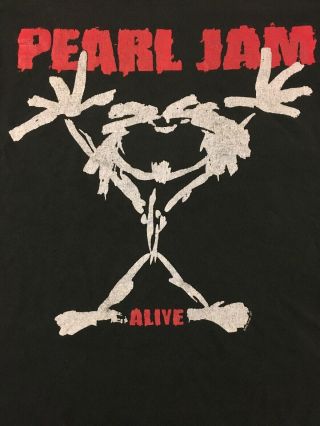 Vintage Pearl Jam Stick Man T - Shirt 1992 Alive Tour Mens Size Large.