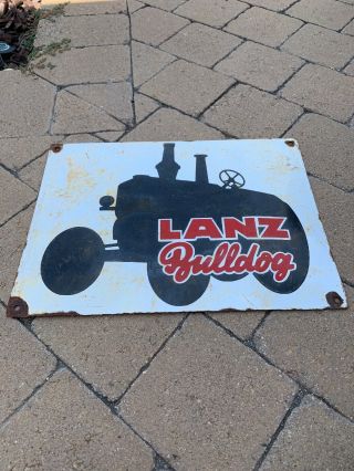 Vintage Tractor Lanz Porcelain Sign Farm Equipment Sign Lanz Bulldog Rare