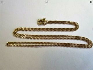 Vintage Solid 9ct Gold 22 Inch Long Fine Curb Link Necklace,  Chain - 4.  6g